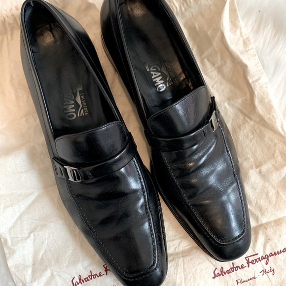 Salvatore Ferragamo black leather dress shoes